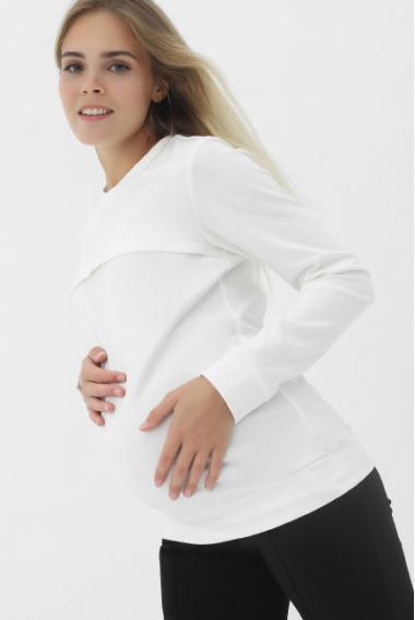 Свитшот для кормящих и беременных с секретом на молнии, белый