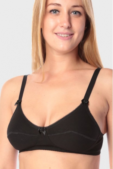 Бюстгальтер для кормления и беременных хлопковый (мягкий), черный
