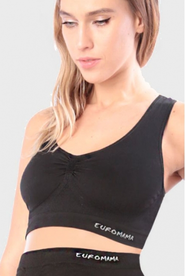 Бюстгальтер-топ для беременных дородовый бесшовный, черный