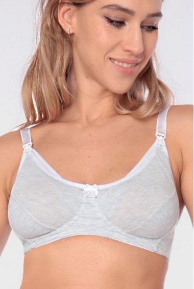 Бюстгальтер для кормления и беременных классический хлопковый, голубой меланж Бюстгальтер для кормления и беременных классический хлопковый, голубой меланж