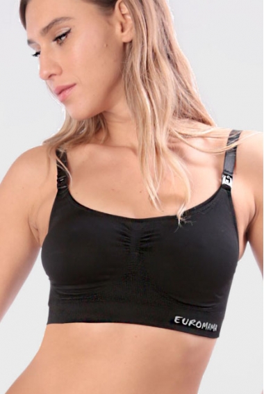 Бюстгальтер-топ для кормления и беременных универсальный (бесшовный), черный