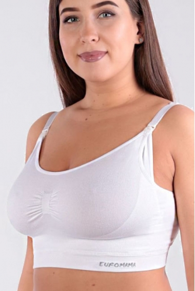 Бюстгальтер-топ для кормления и беременных (бесшовный), белый