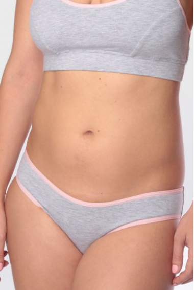 Трусы для беременных и после родов Universal (хлопок), меланж с розовой каемкой