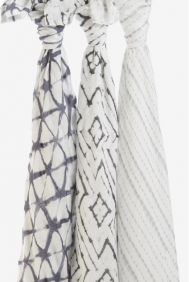 Пеленки бамбуковые для новорожденных Aden&Anais большие, набор 3, Pebble shibori