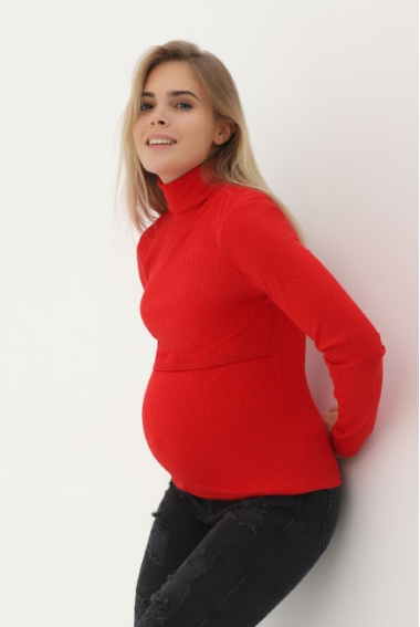 Водолазка для кормящих и беременных Гольф, красный