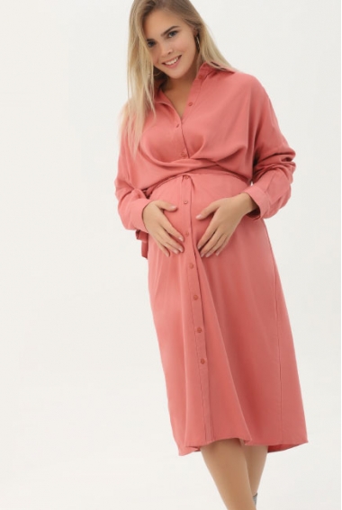 Платье для беременных и кормящих c завязками, пыльная роза