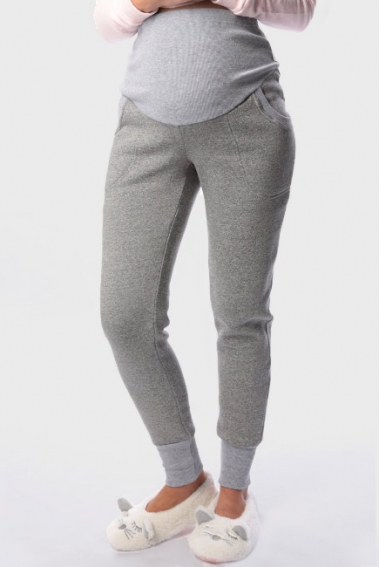 Брюки-джоггеры для беременных с начесом, антрацит