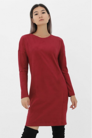 Платье для кормящих и беременных замшевое, гранат