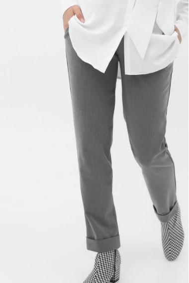 Брюки для беременных и родивших зауженные с отворотами, серые