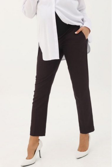 Брюки для беременных и родивших укороченные зауженные, темно-бордовые