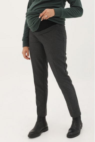 Брюки для беременных и родивших укороченные зауженные, темно-серые