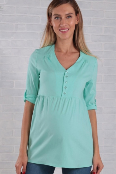 Блуза для беременных с коротким рукавом, цвет ментол