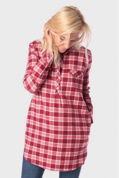 Блуза для беременных в клетку, цвет красный