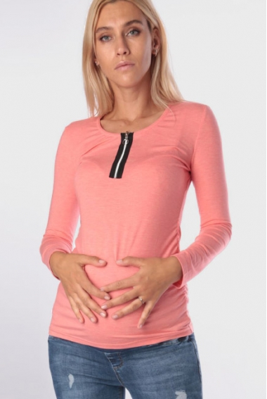 Джемпер для кормящих и беременных, коралл