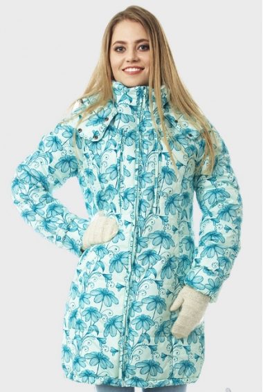 Зимняя слингокуртка Ingrid 3в1, зеленые цветы