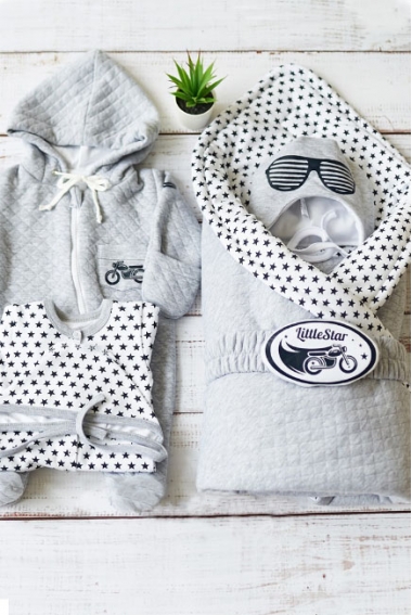 Комплект на выписку демисезонный, Black Stars(6 предметов)