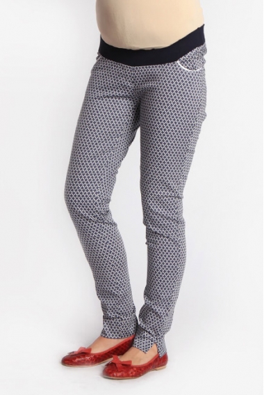 Брюки для беременных и родивших узкие, синий принт