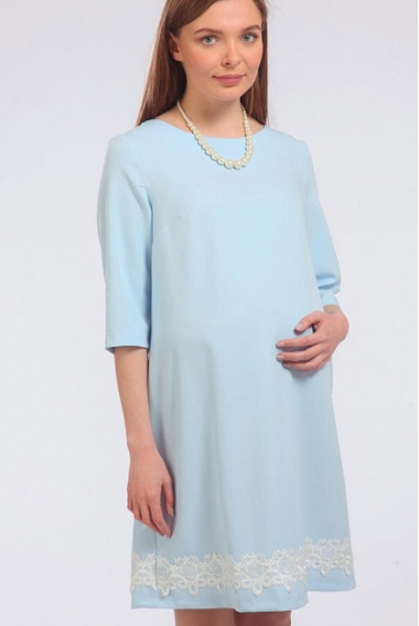 Платье для беременных с кружевом Хлоя, голубое