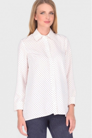 Блуза-рубашка для беременных в горох, цвет молочный