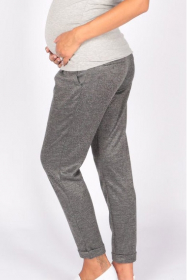 Брюки для беременных и родивших полуспорт, черный меланж