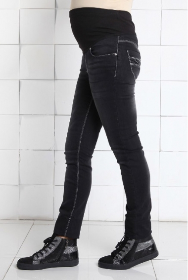 Джинсы для беременных прямые стрейч, темно-серые