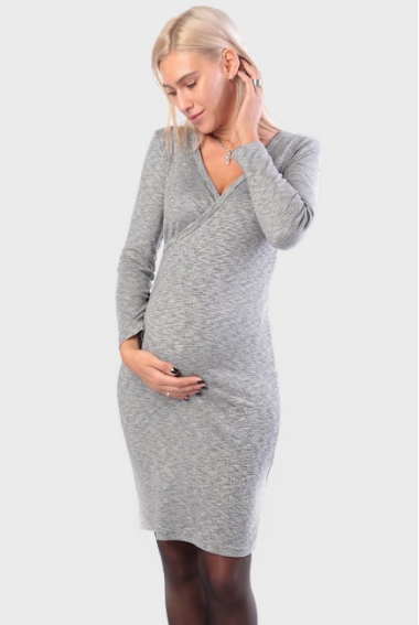 Платье для кормящих и беременных на запах, серое