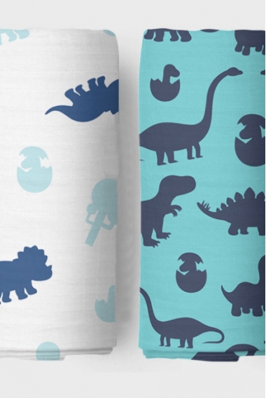 Муслиновые пеленки для новорожденных Adam Stork большие, набор 2, Dino World