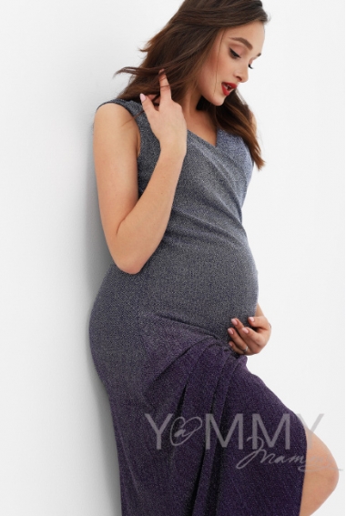 Вечернее платье для кормящих и беременных длинное с градиентом, фиалковое