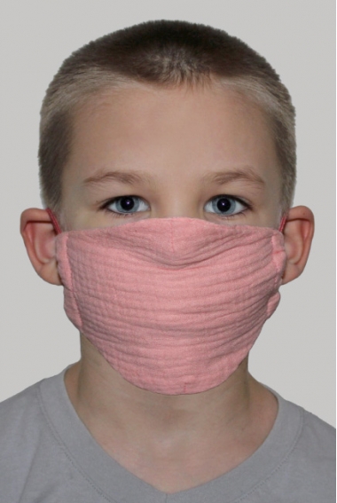 Маска медицинская многоразовая детская из муслина, коралловый