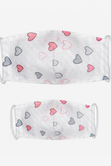 Набор медицинских масок для взрослого и ребенка, Pink Hearts