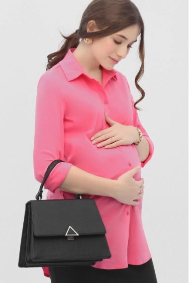 Рубашка для беременных и кормящих из блузочной ткани, розовая