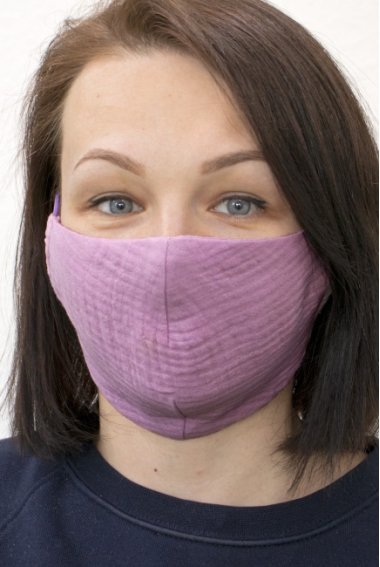 Маска медицинская многоразовая из муслина (для взрослого), сиреневый