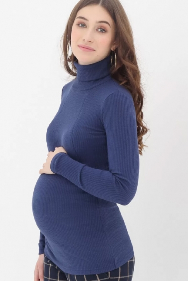 Водолазка для беременных и кормящих, индиго