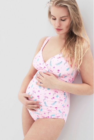 Купальник для беременных слитный, фламинго (светло-розовый) Купальник для беременных слитный, фламинго (светло-розовый)