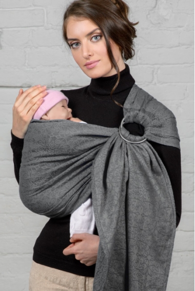 Слинг с кольцами для новорожденных Diva Basico, Charcoal