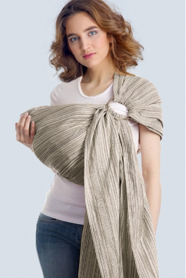 Переноска для детей - Слинг с кольцами Баюшка однослойный нешарфовый, Linen серый