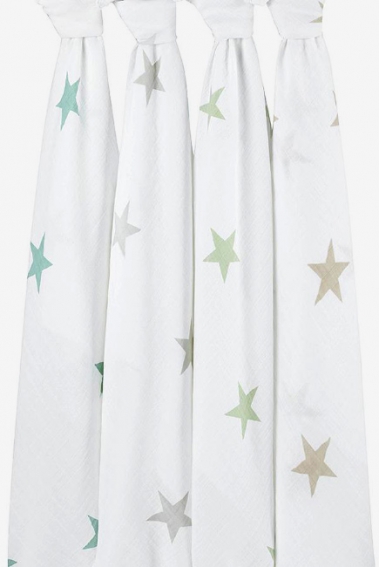 Муслиновые пеленки для новорожденных Aden&Anais большие, набор 4, Super Stars Scout