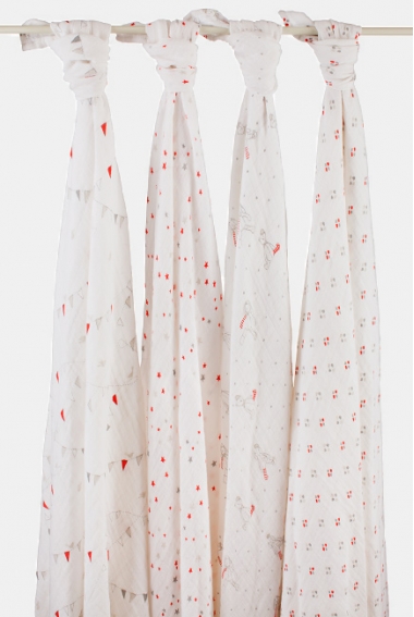 Aden&Anais набор 4 больших муслиновых пеленок, Make Believe