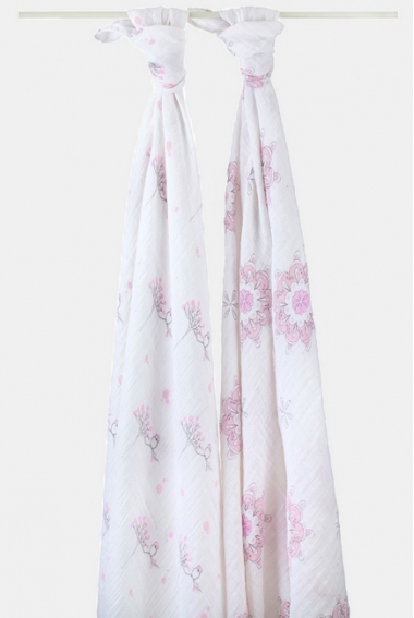 Aden&Anais набор 2 больших муслиновых пеленок, For the Birds Owls+Medallions (птички совы+круги)