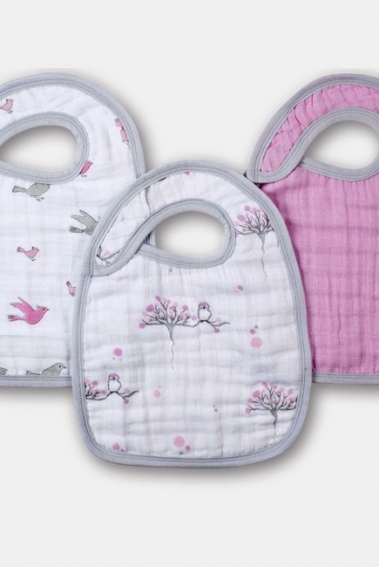 Aden&Anais набор 3 слюнявчиков, For the Birds (птички)