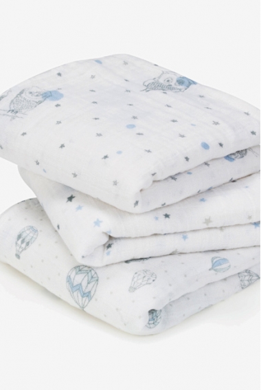 Муслиновые пеленки для новорожденных Aden&Anais средние, набор 3, Night Sky