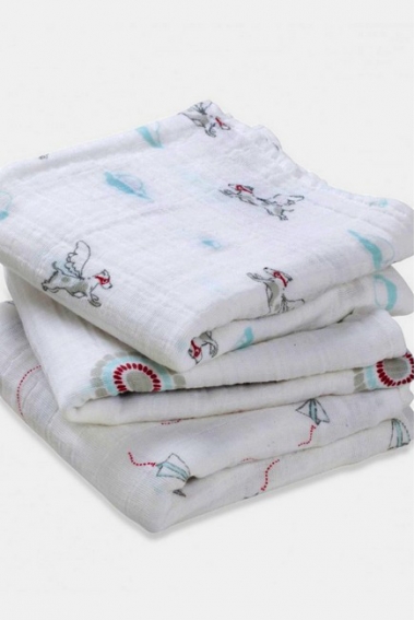 Aden&Anais набор 3 средних муслиновых пеленок, Liam the Brave (храбрый пес)
