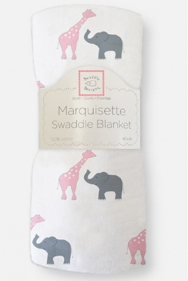 Пеленка детская тонкая SwaddleDesigns Маркизет P Giraffe/Elephant