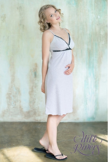 Ночная сорочка для беременных и кормящих "Селена" Milk Rivers, серый меланж