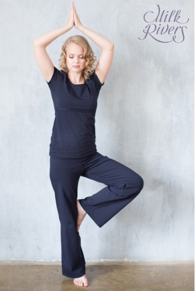 Брюки для занятий йогой для беременных и родивших Milk Rivers, темно-синие Брюки для занятий йогой для беременных и родивших Milk Rivers, темно-синие