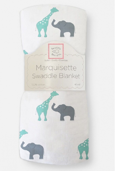 Пеленка детская тонкая SwaddleDesigns Маркизет SC Giraffe/Elephant