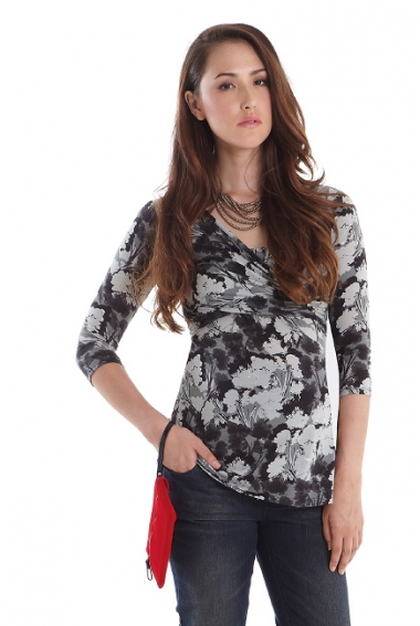 Топ для кормления Mothers en Vogue Wrap Top, рукав 3/4, принт Flora
