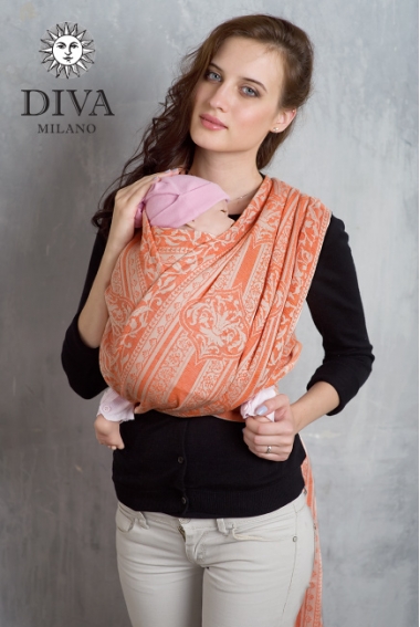 Слинг-шарф Diva Milano cо льном, Flora Arancio