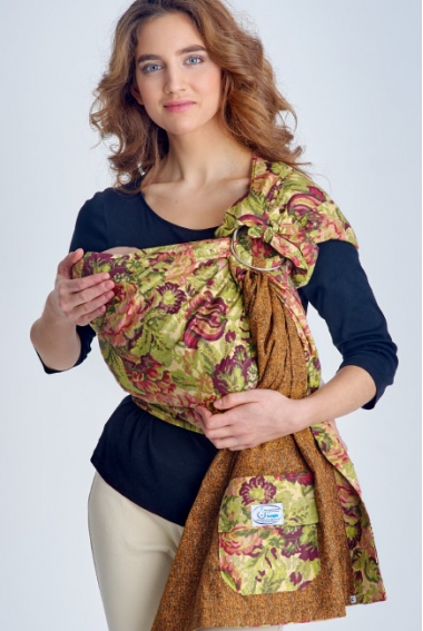 Слинг с кольцами Баюшка двуслойный, Цветы