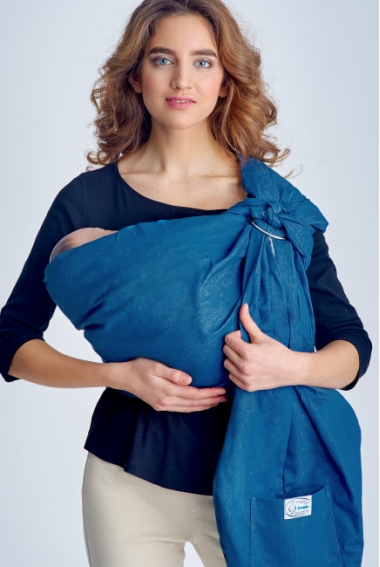 Слинг с кольцами Баюшка двуслойный, Джинс синий